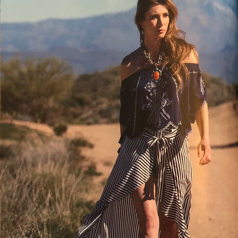 Navy and white wrap skirt with skort
